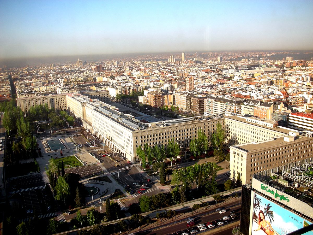 Vista aérea del complejo de Nuevos Ministerios en Madrid, sede de departamentos ministeriales